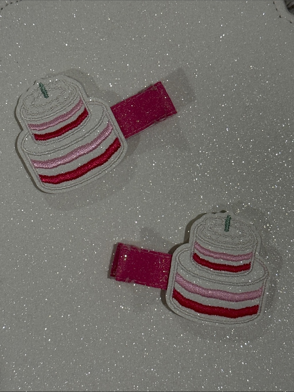 Janie & Jack x Milk Pink Birthday Cake Kids Hair Clips - Cute Party Accessory